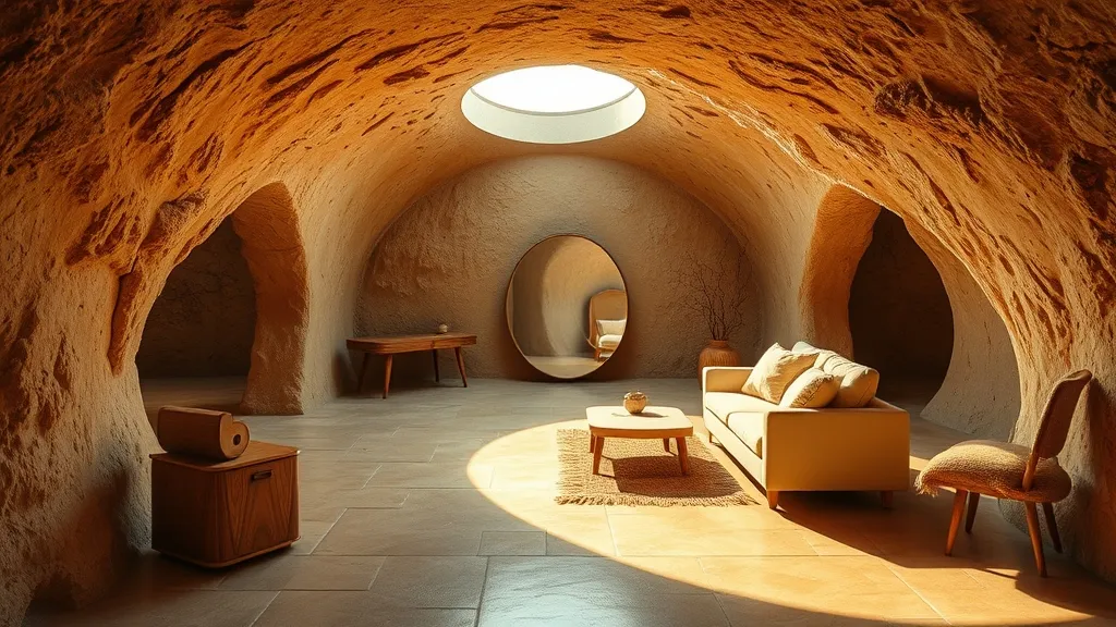 Éclairage naturel dans une maison troglodyte : puits de lumière et miroirs