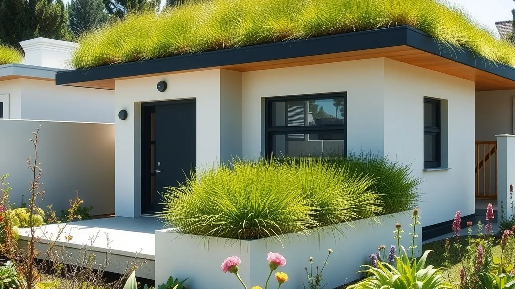 Le toit planté comme pièce extérieure d'une petite maison