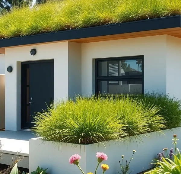 Le toit planté comme pièce extérieure d'une petite maison